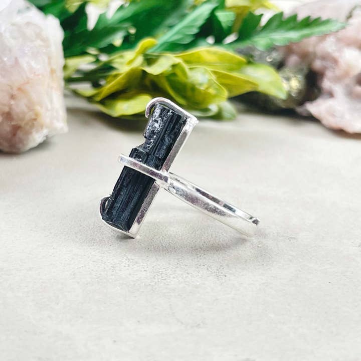 Ewelina Pas Jewelry - Wholesale Single Stone/Solitaire Ring - Raw Black Tourmaline Simple Ring7