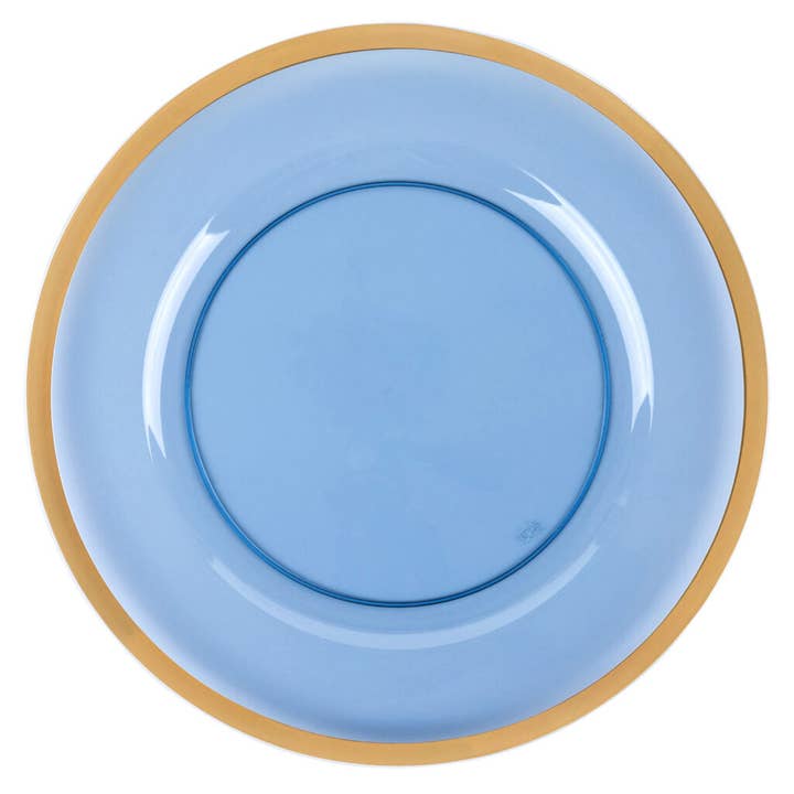 EcoQuality - Wholesale Charger Plate - 13" Plastic Blue Charger Plates Gold Rim