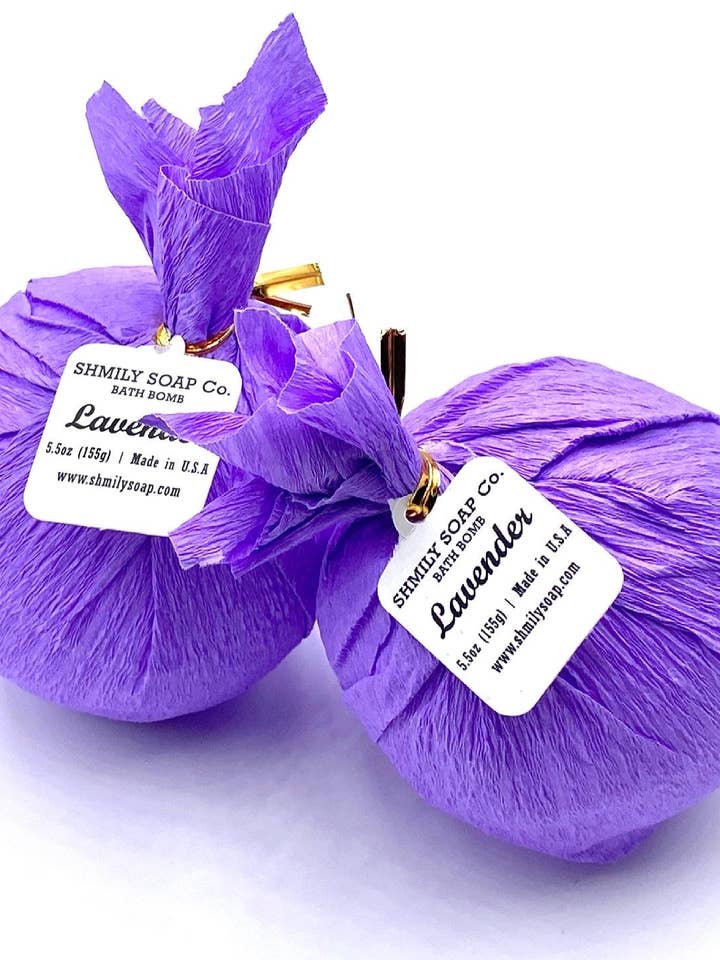 LAVENDER + COCONUT MILK BATH BOMB for wholesale by S.H.M.I.L.Y. SOAP