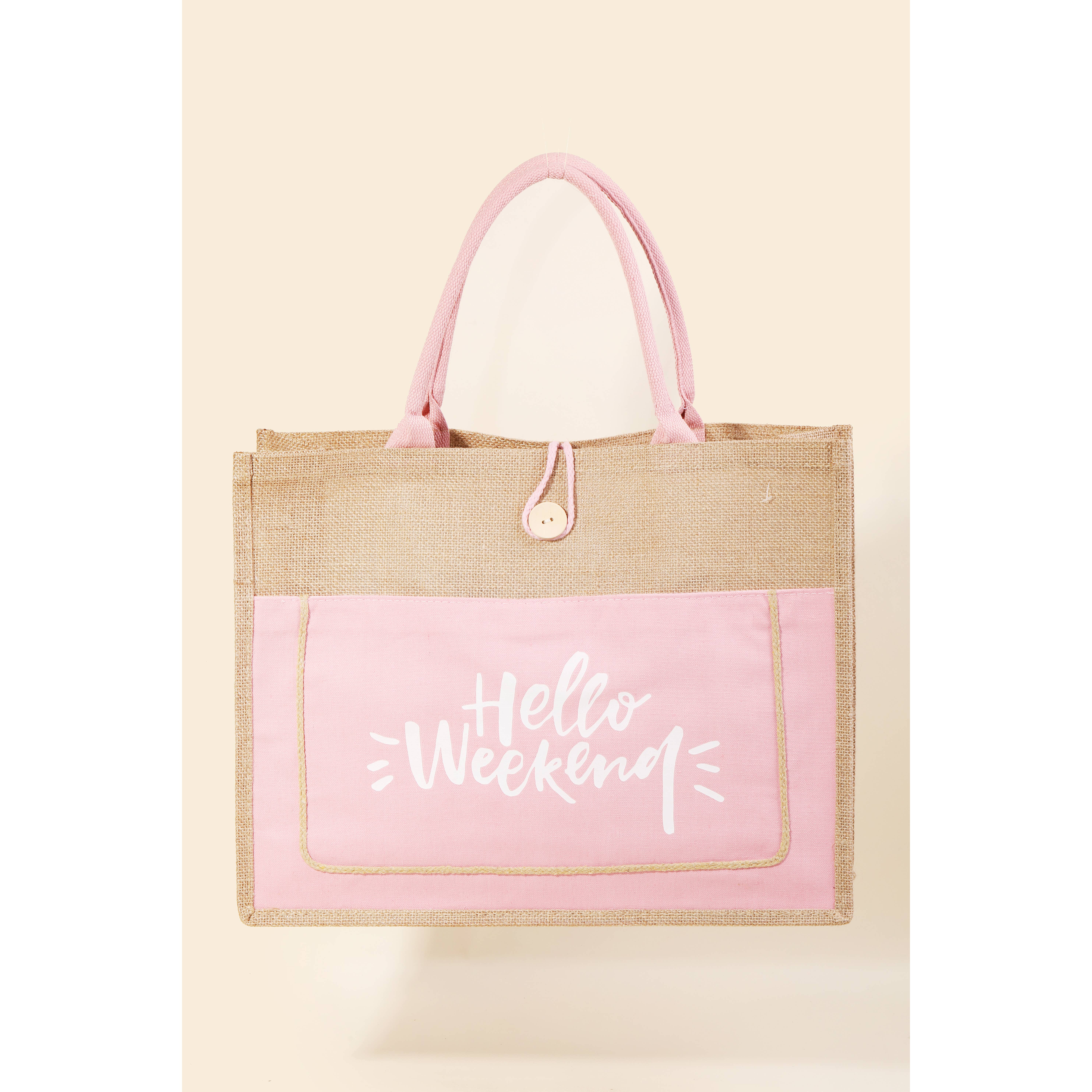 Anarchy Street - Wholesale Tote Bag - Women's - Hello Weekend Burlap Tote Bag6