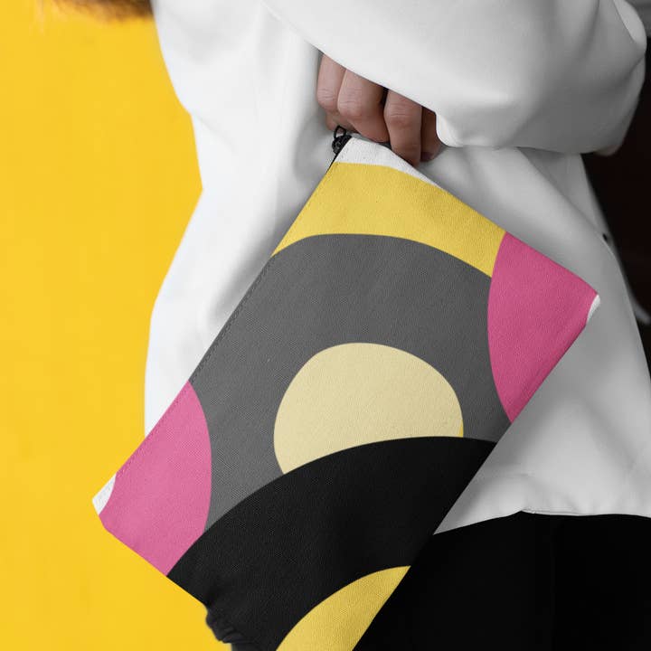 LanRetro – wholesale Clutch bag – women's – Pink Retro Records Clutch Bag3