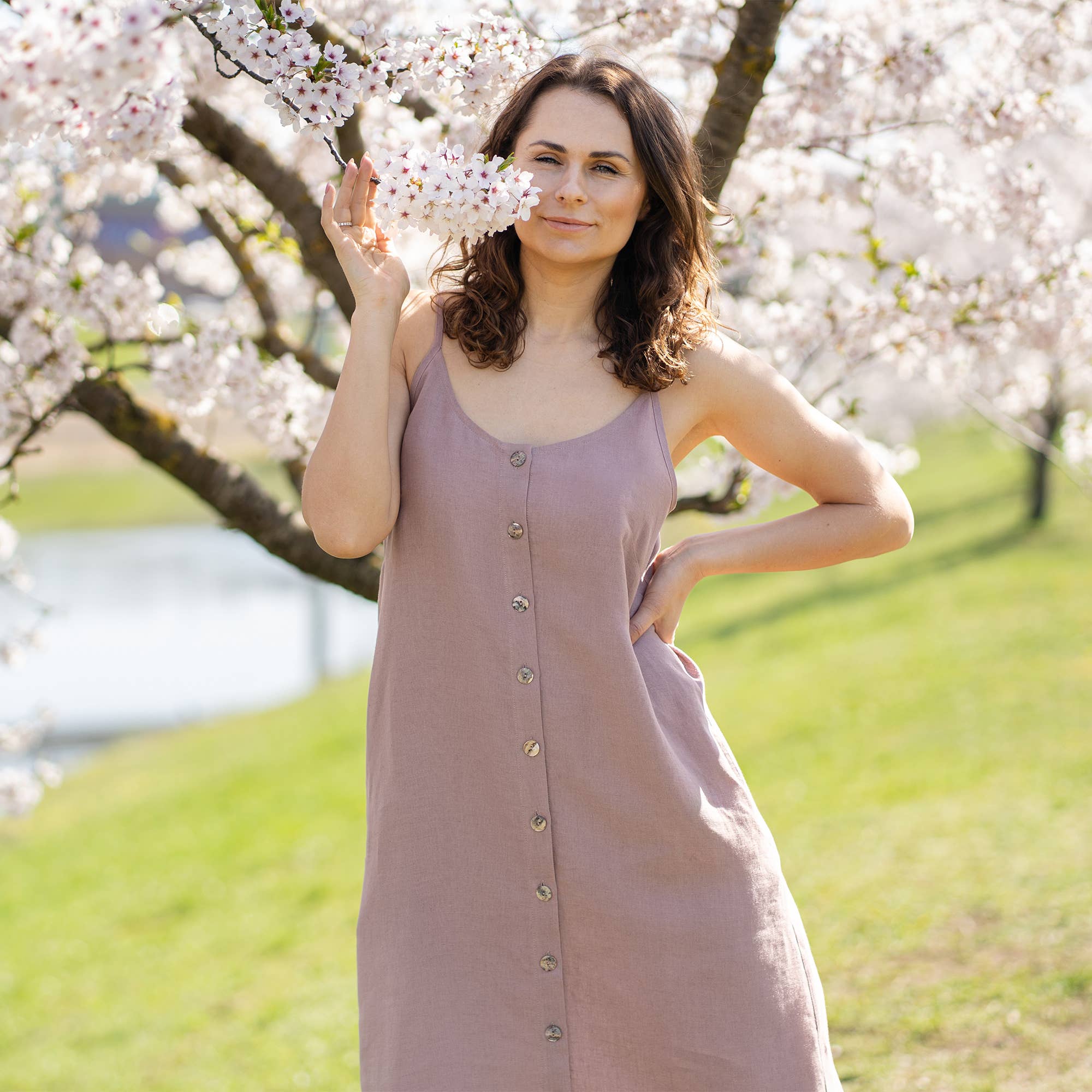 menique - Wholesale Dress - Women's - Linen Button Down Dress Hope - Casual Slip Dress3