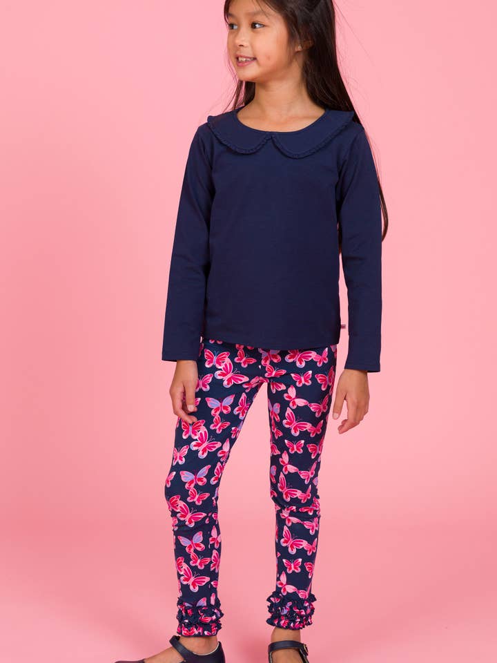 Navy Girls Butterfly Bliss Classic Ruffle Leggings
for wholesale on Faire1