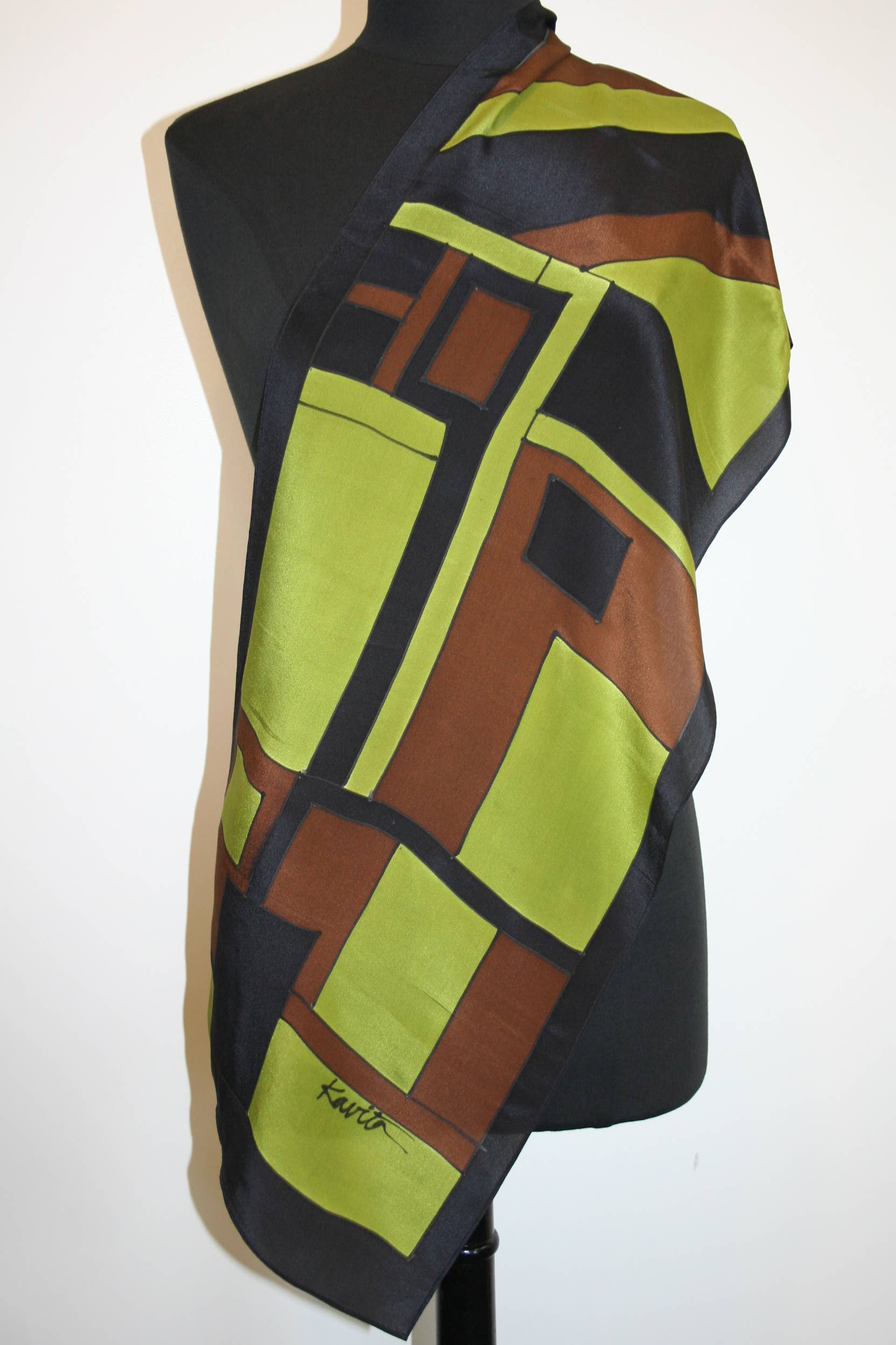 Kavita - Wholesale Scarf - Women's - HANDPAINTED SILK GEOMETRIC SCARVES11