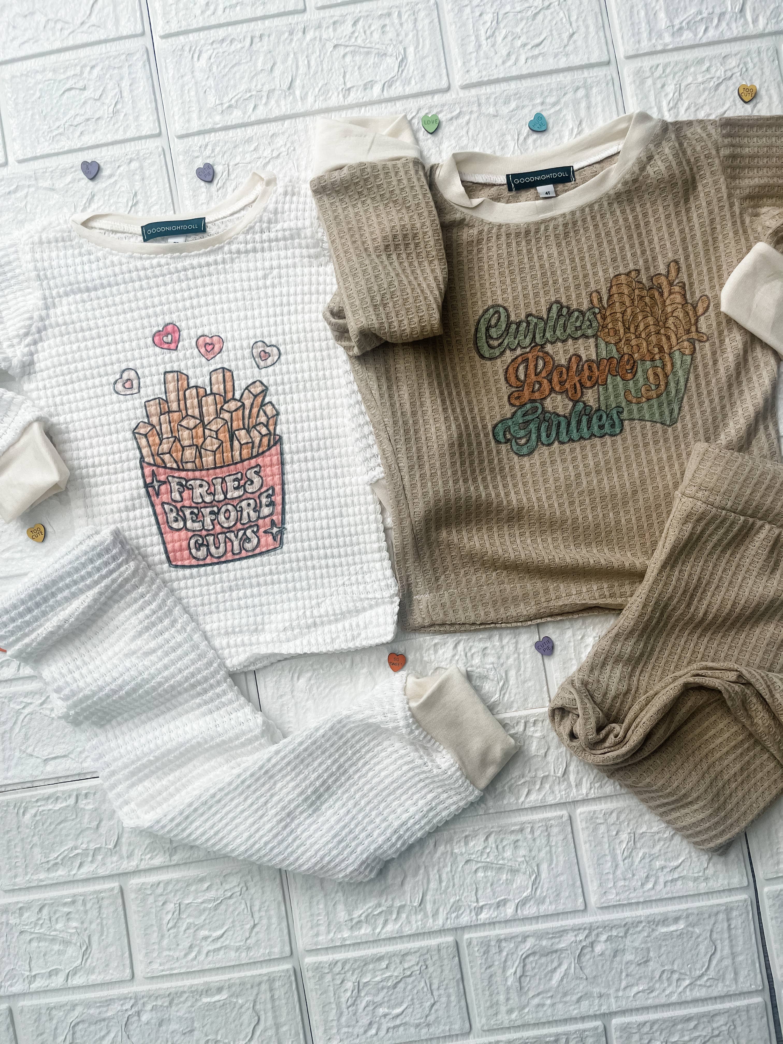 Goodnightdoll - Venta al por mayor Conjunto de pijama - Niños - Pijama tipo gofre | patatas fritas antes que los chicos, rizados antes que las chicas0