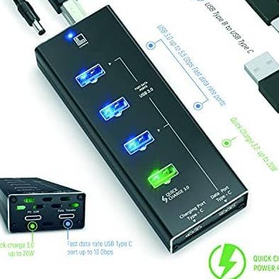Alimentado por un hub USB C, 6 puertos USB multipuerto con 4 puertos USB 3.0 para venta al por mayor de Lelaffet