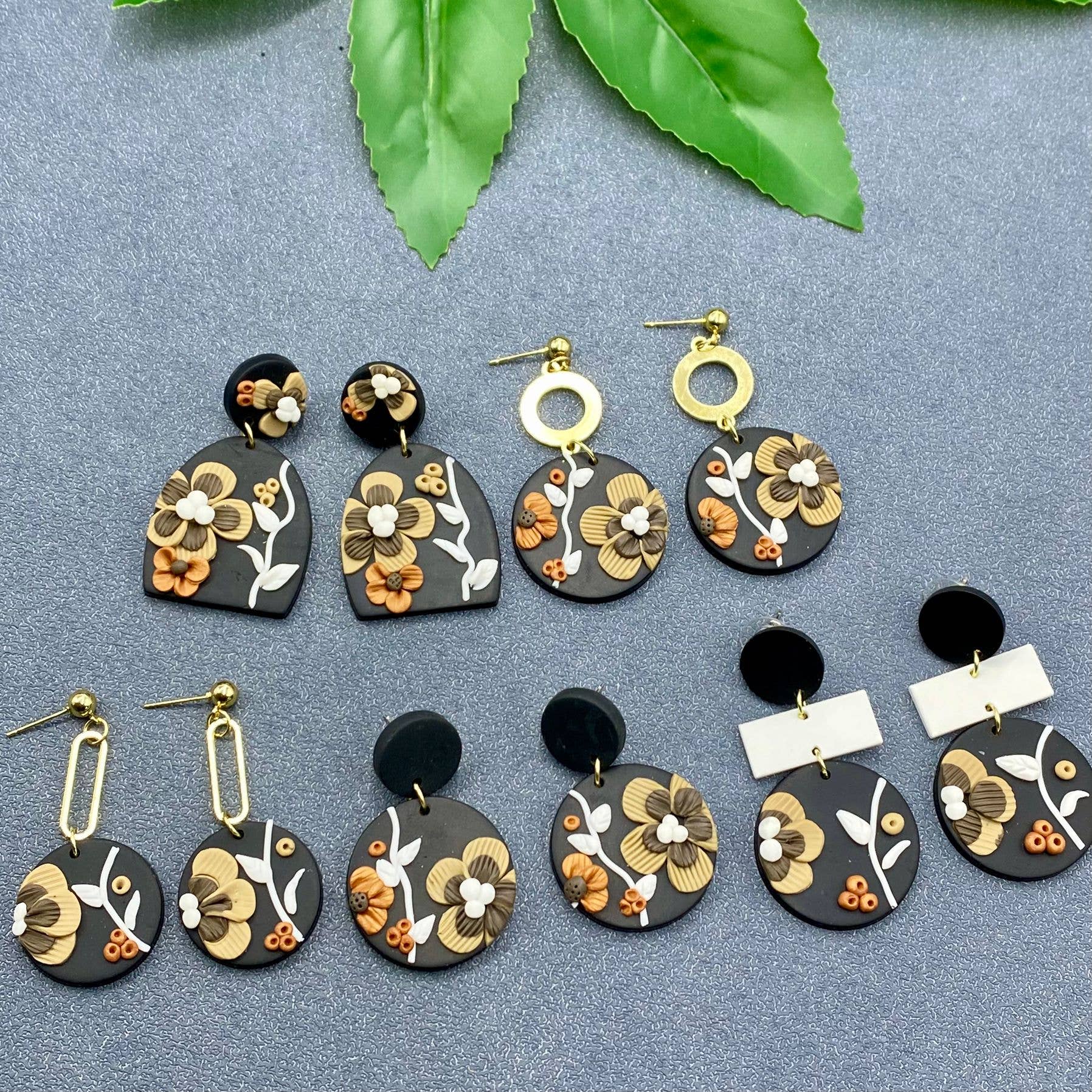 Mio Queena - Wholesale Dangle Earrings - Flower Style Geometric Polymer Clay Earrings5