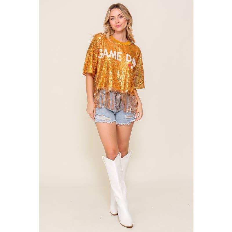 Paperdoll - Wholesale Blouse - Women's - Game day sequin fringe top3