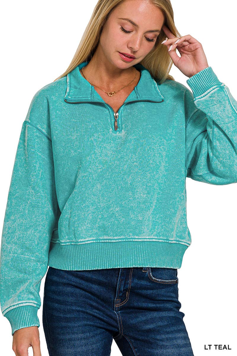 Vanilla Monkey - Vendita all'ingrosso Felpa - Donna - Pullover con mezza cerniera in pile lavato ad acido3