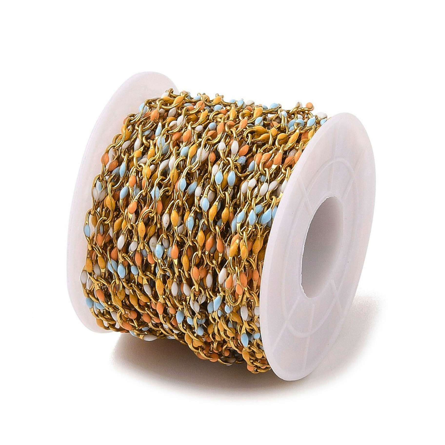 Love, Paige Designs - Wholesale Link & Chain Necklace - Autumn Skies Enamel Gold Link Chain By the Foot - Ion Plated Stainless Steel & Enamel2