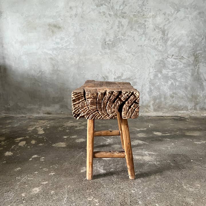 Office Objets - Wholesale Bench - Small organic bench in blonde Asian teak with four legs - Sepuluh11