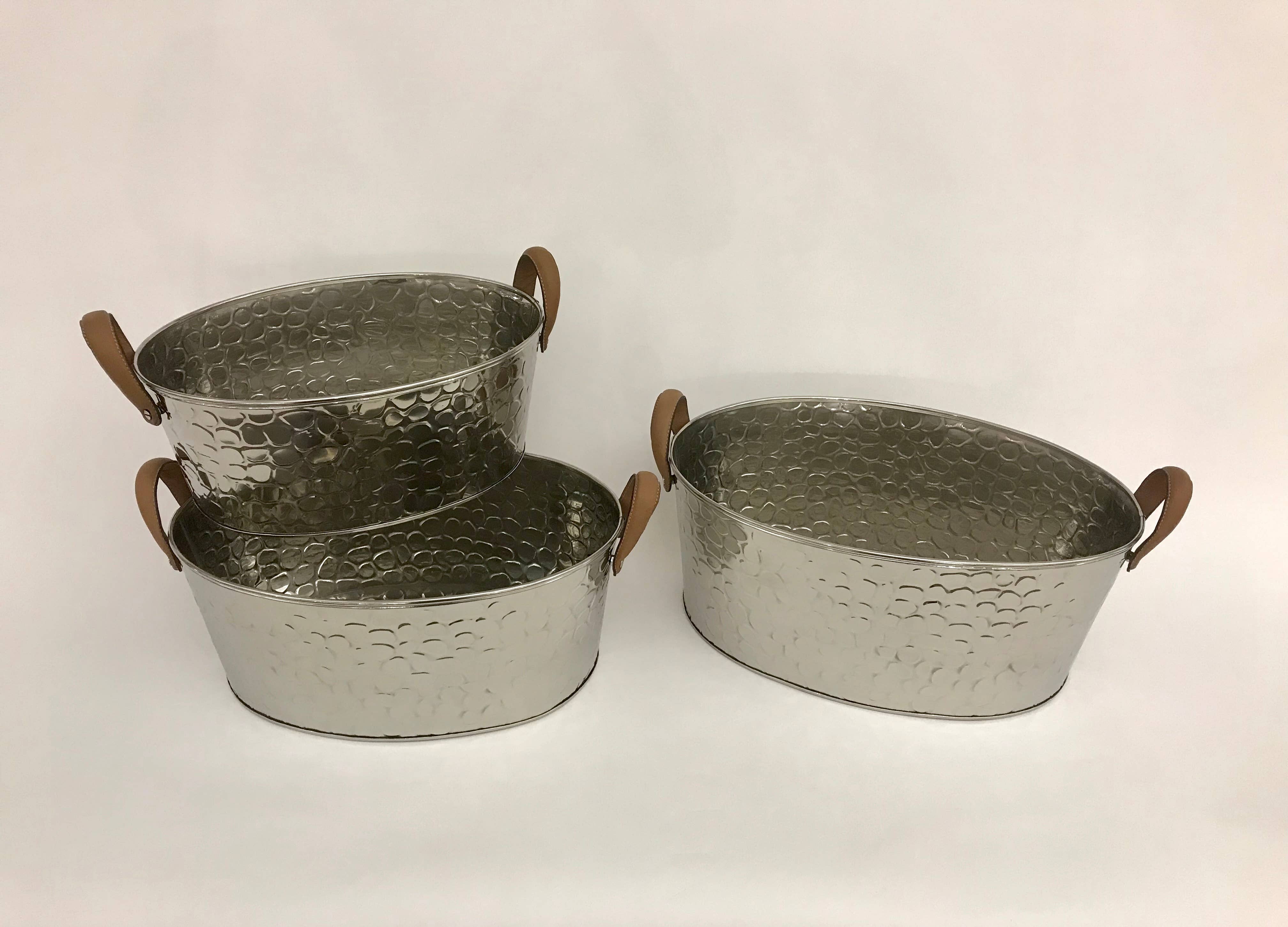 Wilco Home - Wholesale Bucket/Pail - Set Of 3 Chrome Pebble Beach Beverage Tubs1