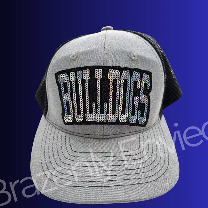 Bulldog Patch | BLACK/SILVER Bulldogs Small Hat Patch|  for wholesale by Brazenly Envied