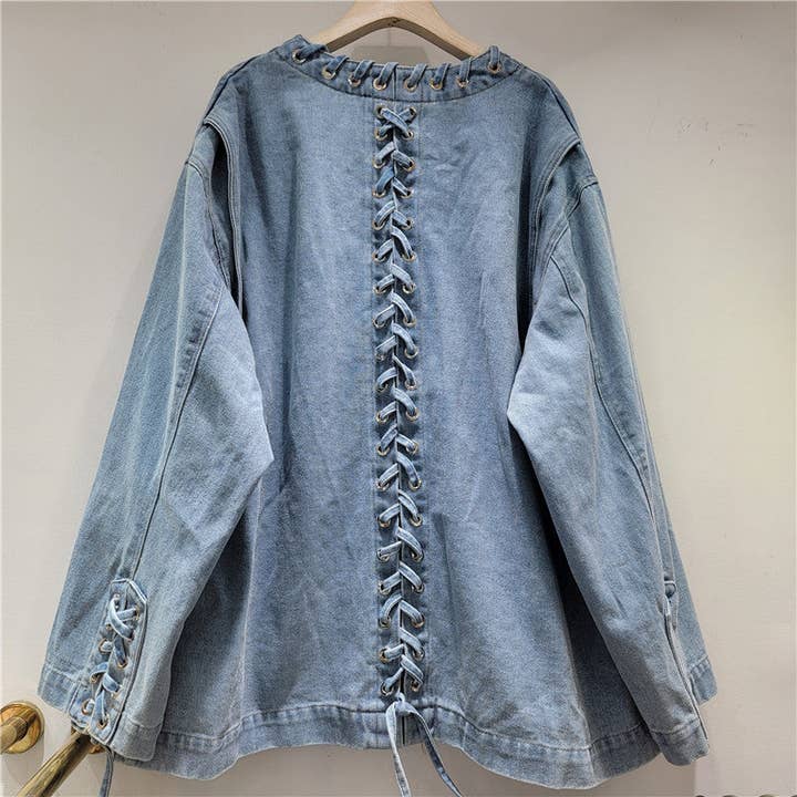 V-ringad jeansjacka med ficka för vardagsbruk för wholesale av SALINA TRADING INC