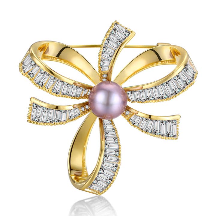 Broche de perles à nœud audacieux pour la vente par Timeless Pearl