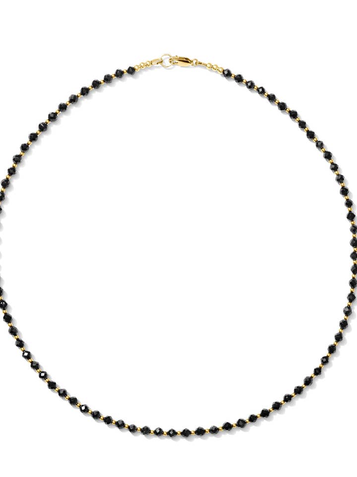 Elley Gemstone Ketting - 14K Goud Gevuld & Zwarte Spinel voor wholesale door Kaylie Dawn Jewelry