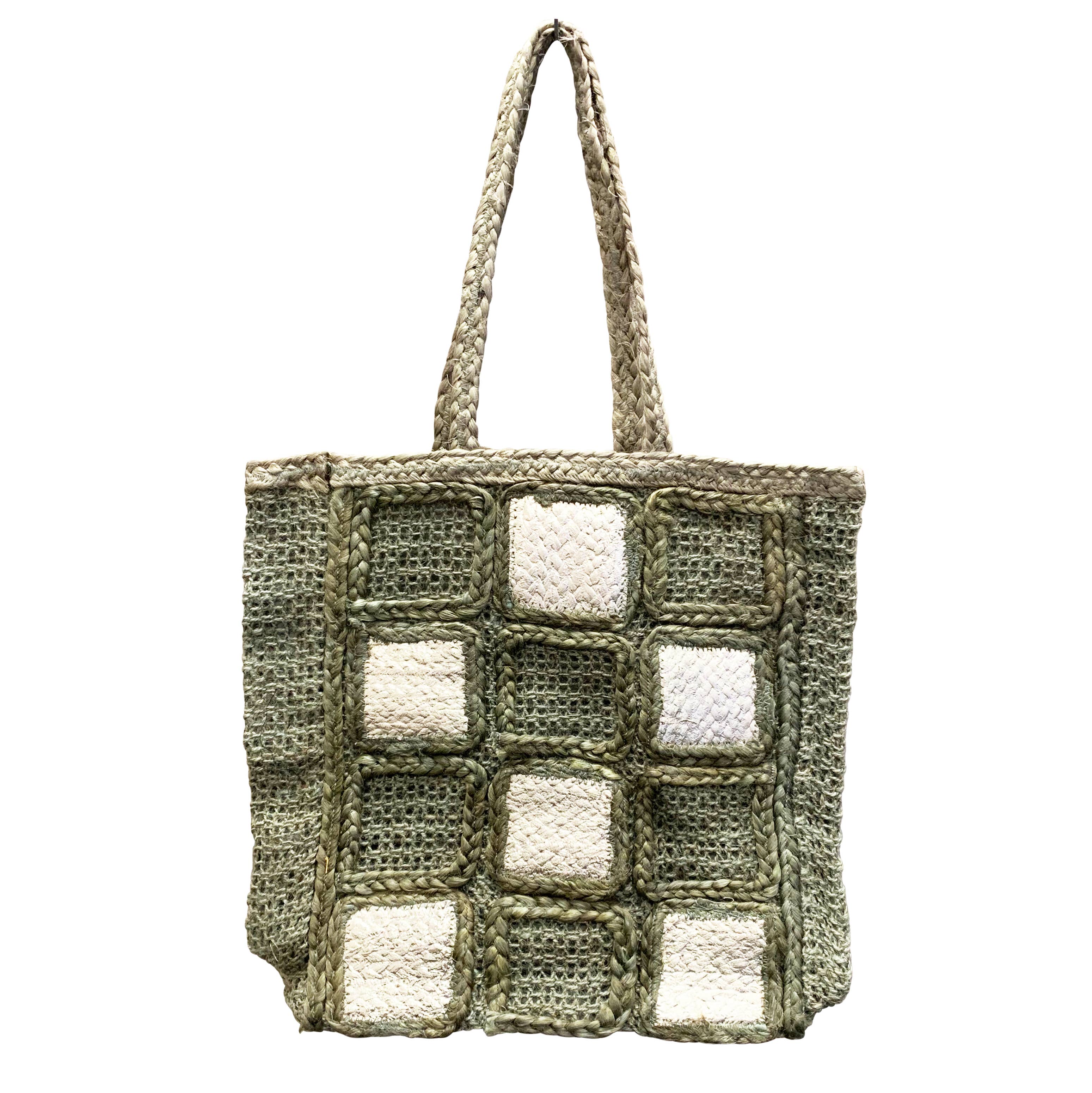 Chloe & Lex - Wholesale Tote Bag - Women's - SALE $5 ea (Regularly $24) Jute Squares Tote Bag1
