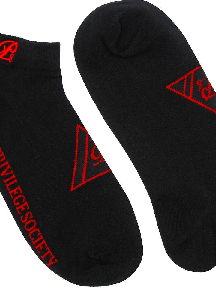 PS Triangle Knöchelsocken, Schwarz/Rot für den Großhandel von Privilege Society