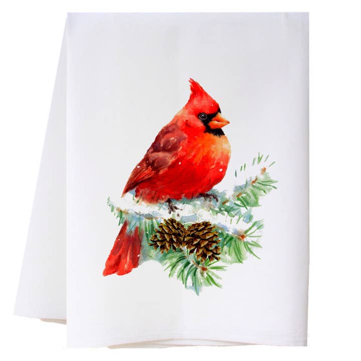 Winter Cardinal Kitchen Towel for wholesale by Cora & Pate