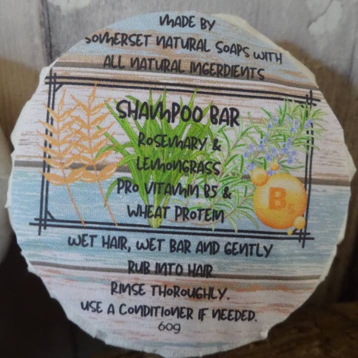 Rosemary & Lemongrass Solid Shampoo for wholesale by somerset natural soaps