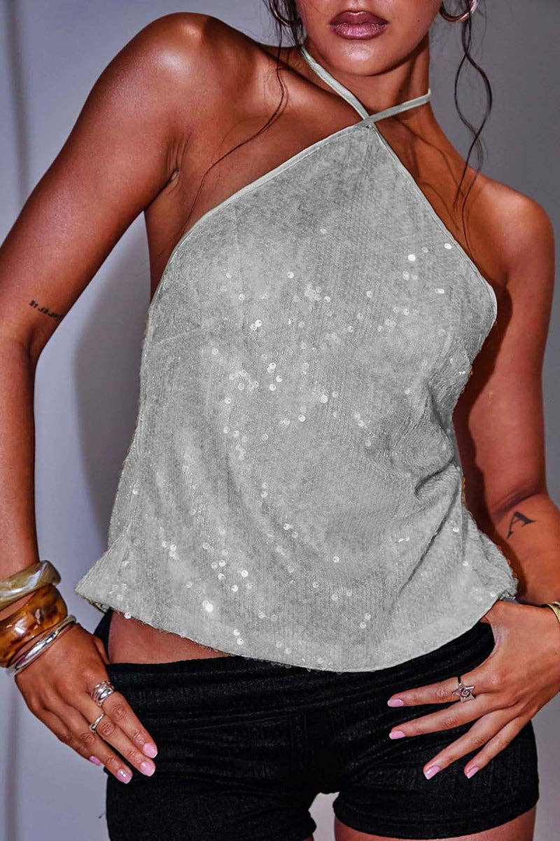 Mccolin - Wholesale Blouse - Women's - Halter Neck Sequin Tank Top3