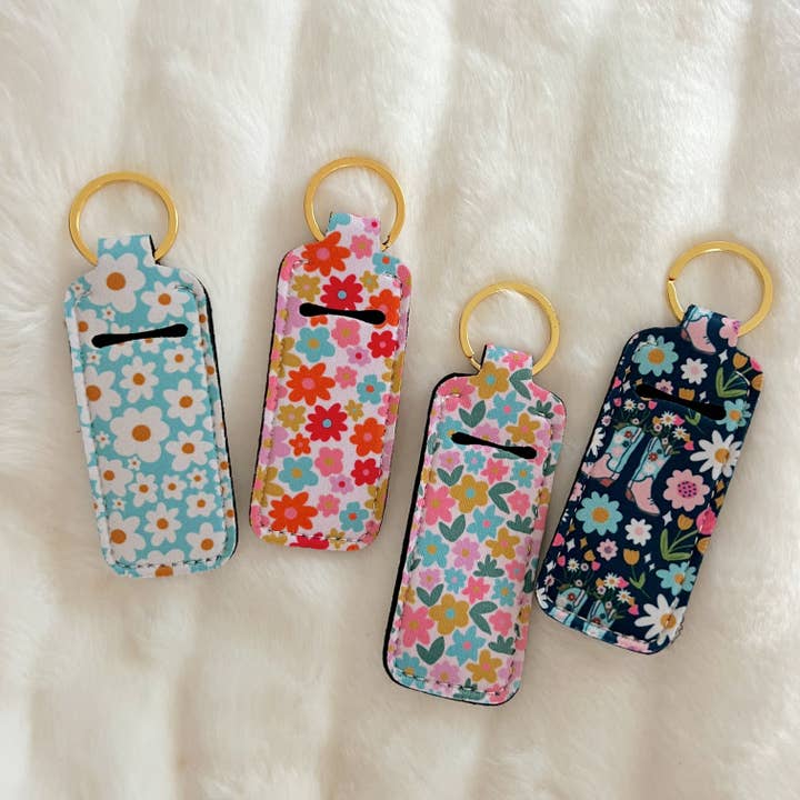 Elle Nicole - Wholesale Lip Balm Case/Holder - Lip Balm / Lip Stick Keychain Holder - Retro Floral2