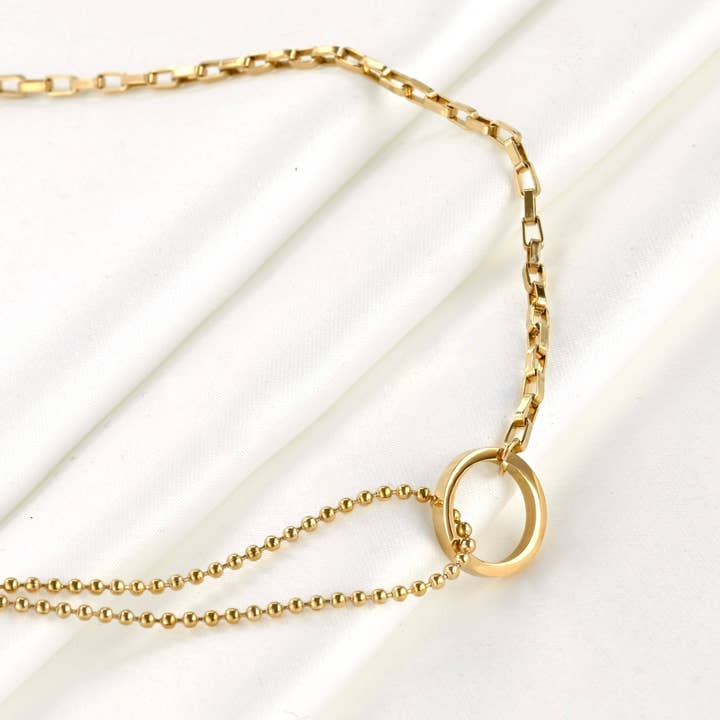 Gargantilla Circle Link - Gargantilla circular asimétrica impermeable para venta al por mayor de Blueyejewelry