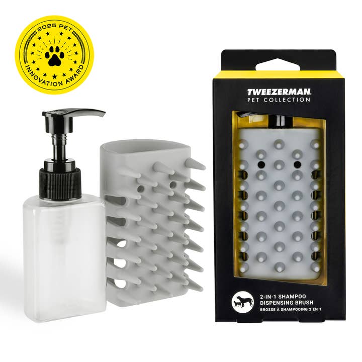 Pet 2-In-1 Shampoo Dispensing Bath Brush for wholesale by Tweezerman