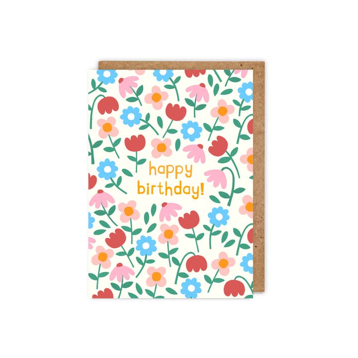 Zoe Spry - Wholesale Birthday Card - Happy Birthday All over Floral- Spot Gloss card