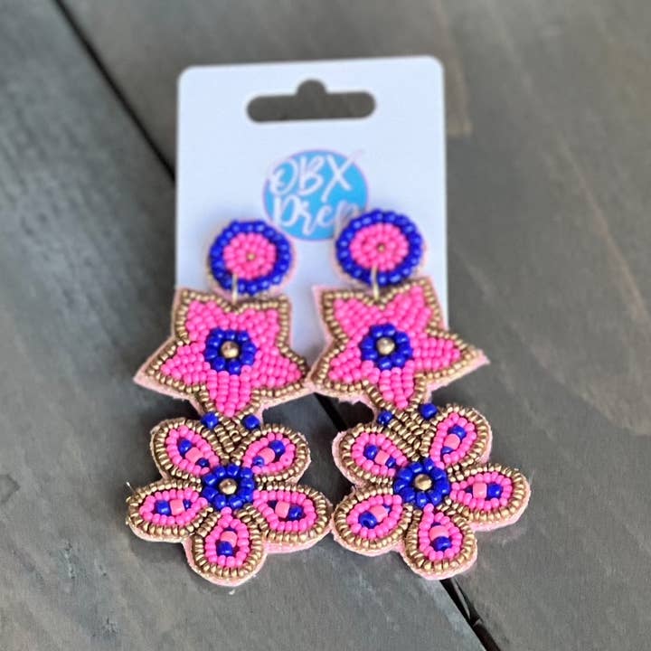 Pendientes colgantes Beachy Prep con cuentas de semillas de flores marinas para venta al por mayor de OBX Prep