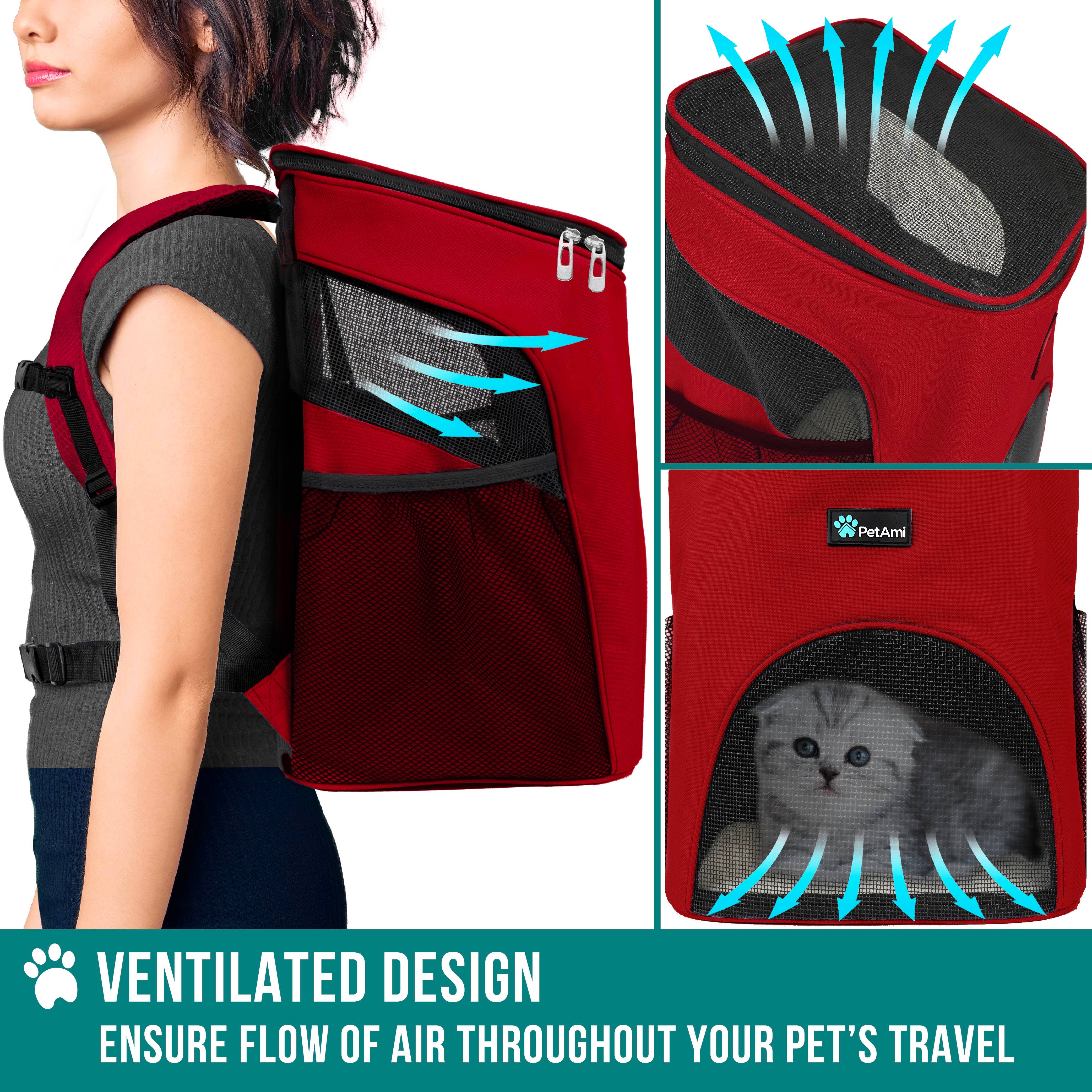 PetAmi - Vente Caisse de transport – chat et chien - Sac à dos pour animal avec entrée unique classique29