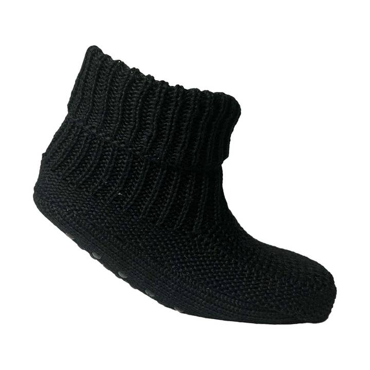 Chaussons légers noirs réglisse pour femmes pour la vente par Urban Knit Slipper Socks & Gifts