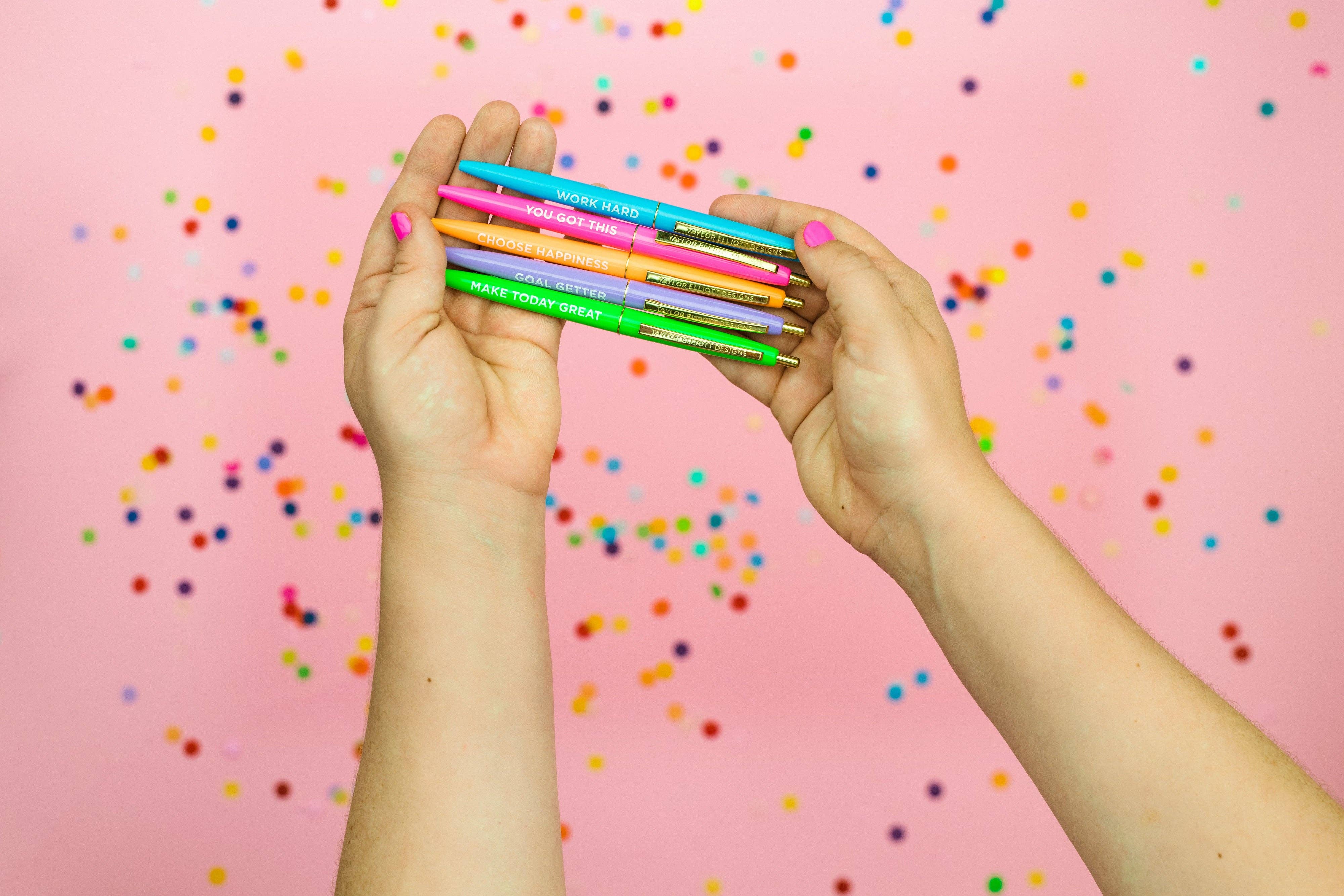 Taylor Elliott Designs - Wholesale Pen - Pen Set - Motivational - Asst Colors - 5 Piece Set2