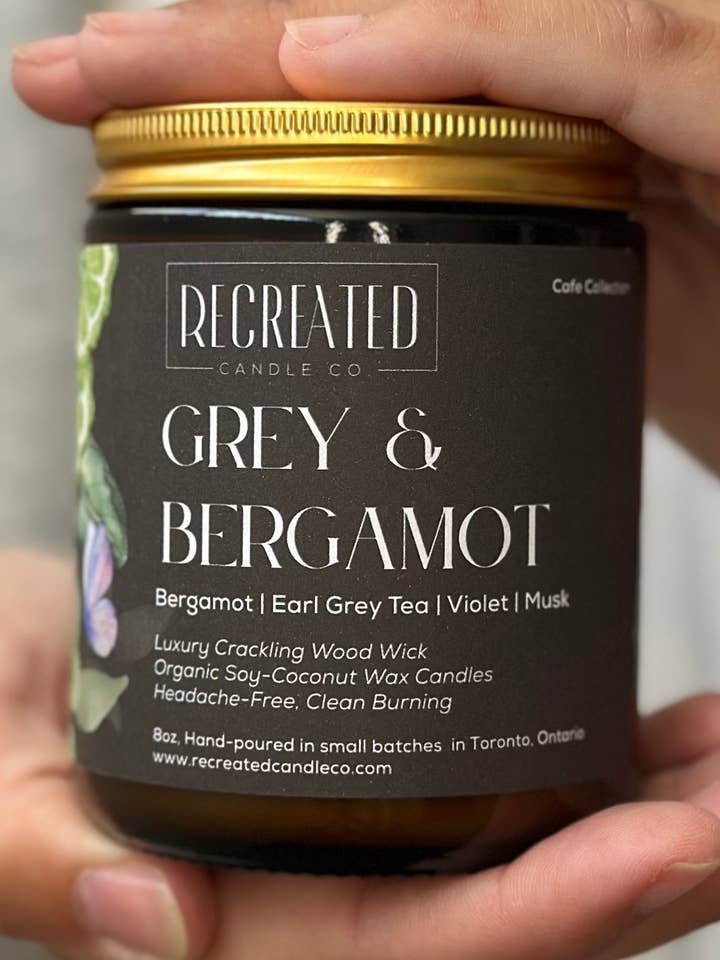 Grey & Bergamot 8oz Candle for wholesale by Recreated Candle Co.