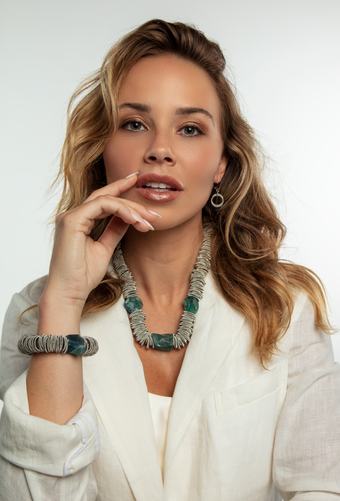 Sea Lily – Großhandel Armband mit Charms/Anhängern – 1053 - Federring-Armband mit Fluorit-Steinen2