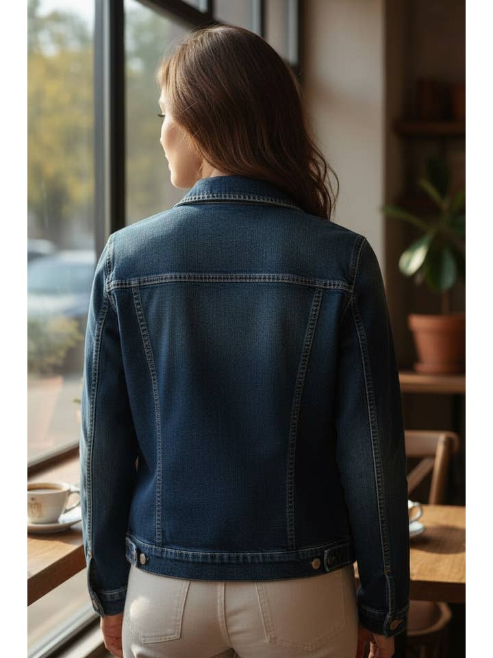 Dark blue denim jacket for wholesale on Faire3