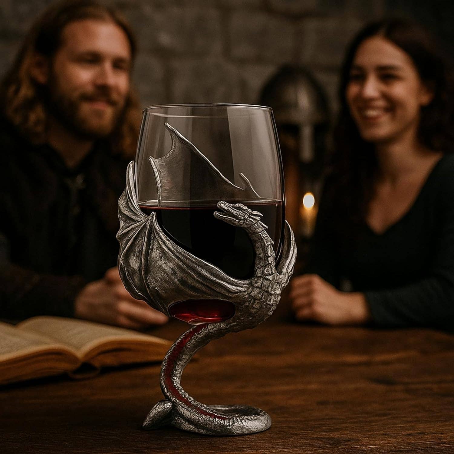 The Wine Savant /  Khen Glassware - Wholesale Cocktail/Liquor Glass - Medieval Dragon Viking Goblet Mug, 12oz GOT DnD4