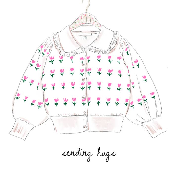 SENDING HUGS - Note Card for wholesale by Rebecca Illustrated