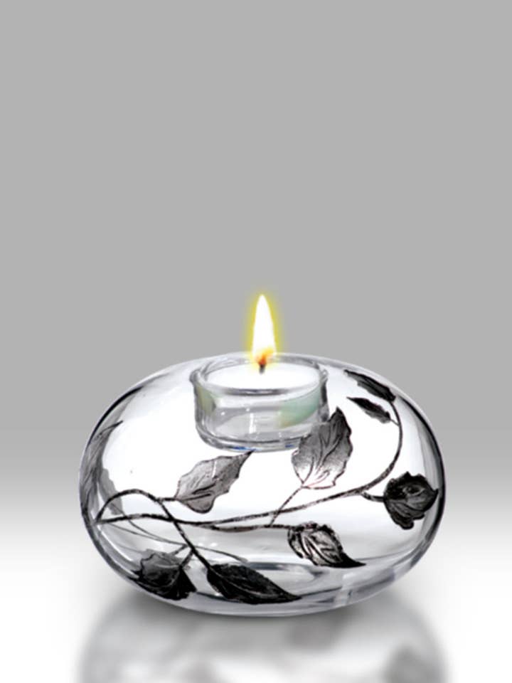 Silver Leaf - 13 cm T'Light for wholesale by Nobile Glassware Ltd.