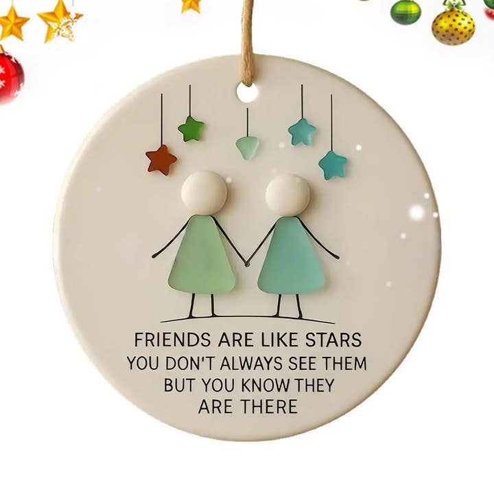 Cœur d'amitié en céramique, ornement plat en faux verre de mer, Noël pour la vente par Embrova