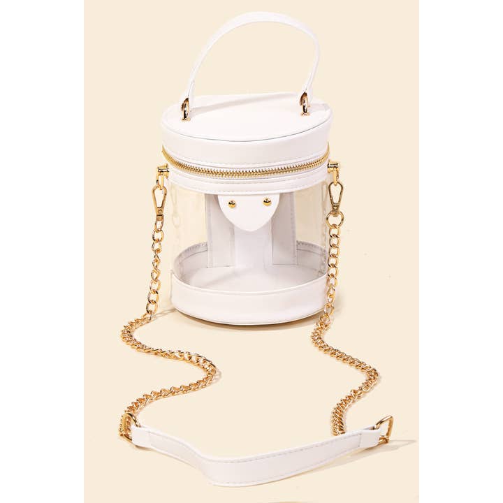 Anarchy Street - Wholesale Crossbody Bag - Women's - Clear Faux Leather Cylinder Bucket Bag