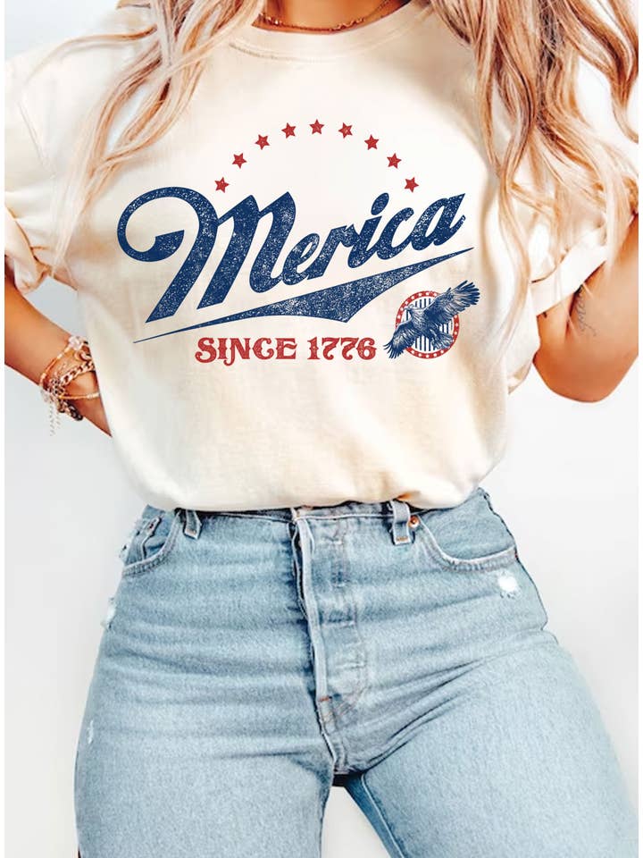 Rustee Clothing - Wholesale Screen Printed T-Shirt - Women's - MERICA SINCE 1776 EAGLE GRAPHIC TSHIRTS6