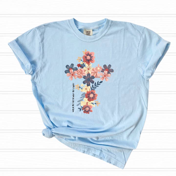 Walk by Faith Christian adult and kids tee for wholesale by Cotton Threads