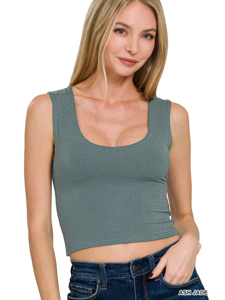 42POPS - Wholesale Tank Top - Women's - .0614 Double Layered Cropped Tank Top SI-274711