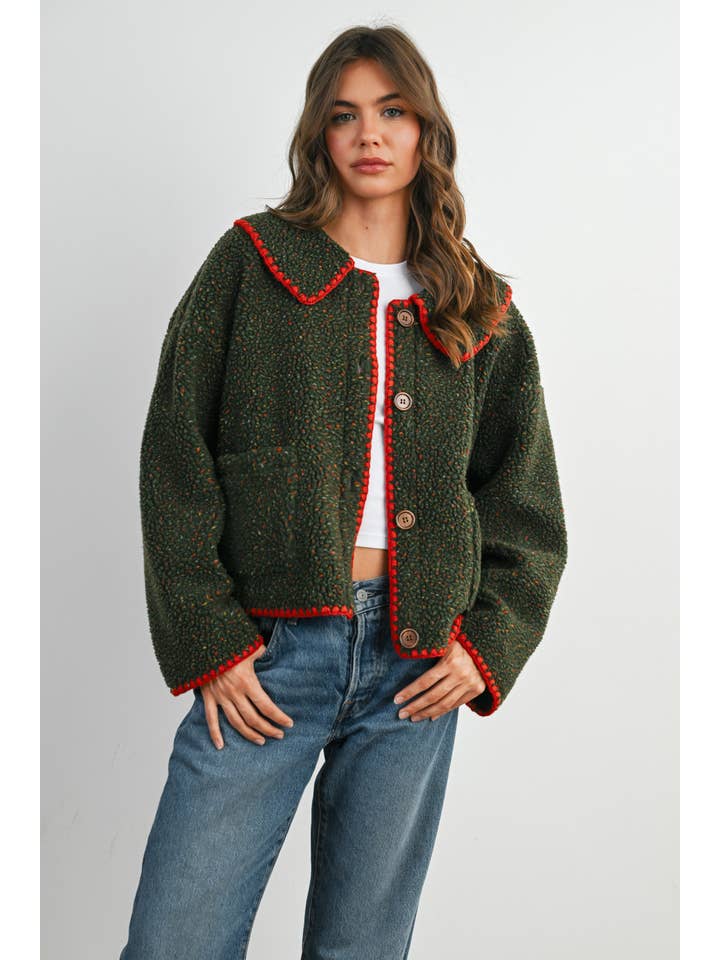 BUTTERMELON - Wholesale Jacket - Women's - Buttoned Fleece Puffer Jacket - BMJ784815