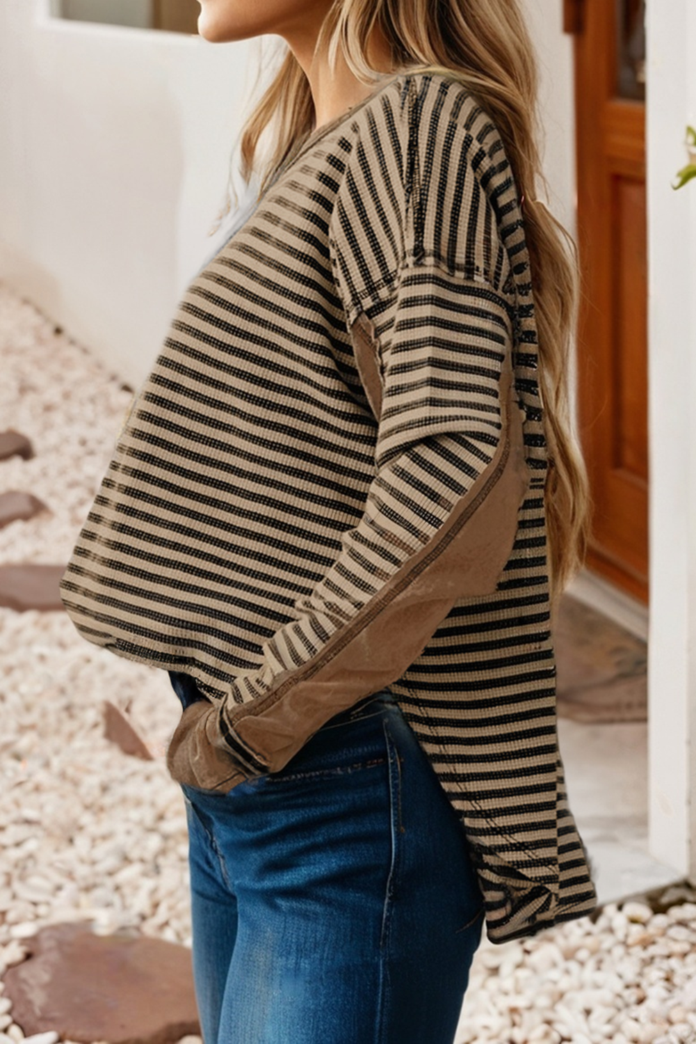 Little Daisy Closet - Vente Chemisier – femme - Blouse décontractée à col rond rayé LDC | S-4X14