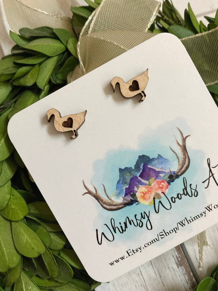Pendientes de pato, regalo para mujer, pollo con corazón, pendientes de gallina, regalo para el día de la madre, regalo de cumpleaños para venta al por mayor de Whimsy Woods AZ