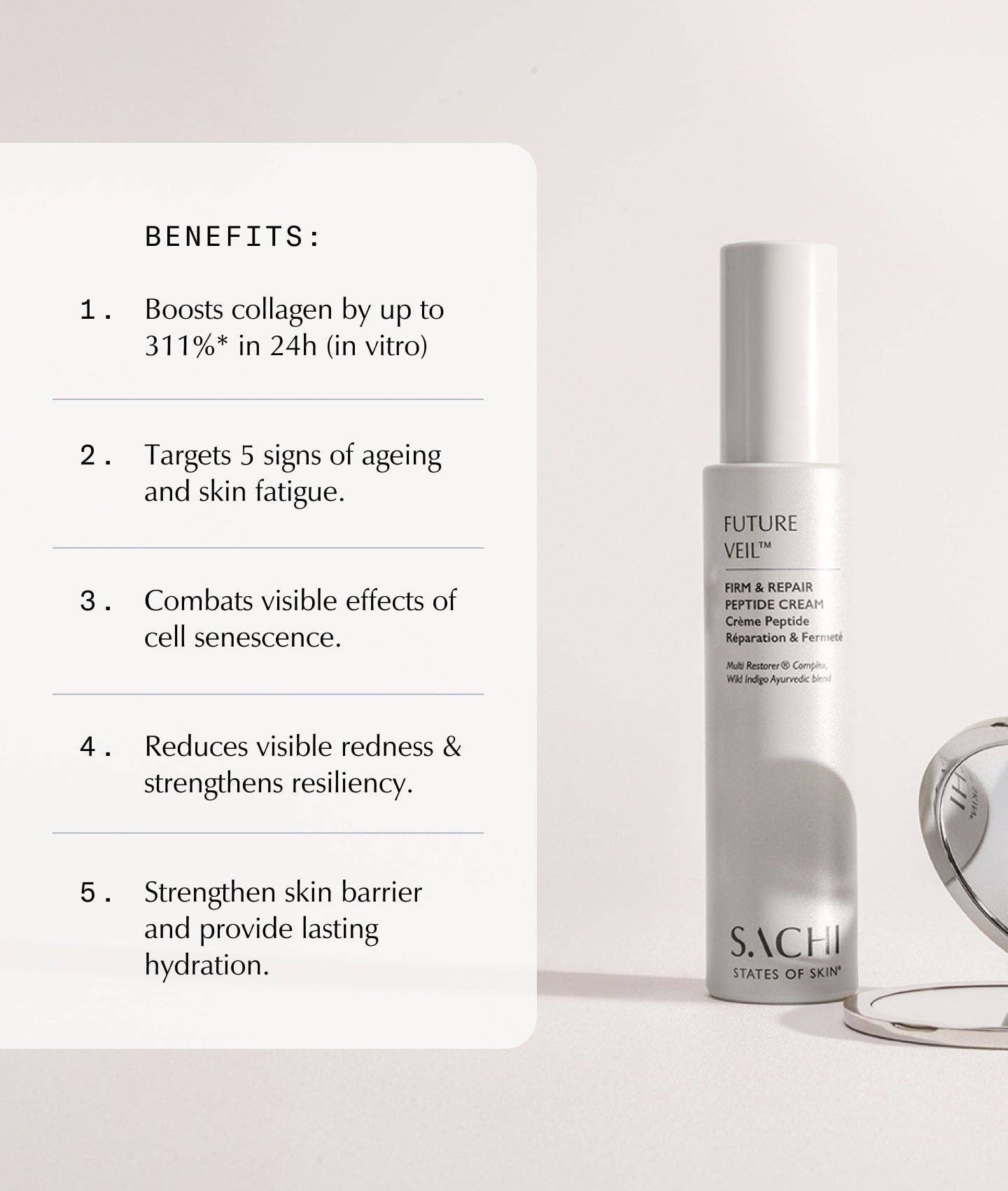 Sachi Skin – wholesale Facial moisturiser – Future Veil™ Firm & Repair Peptide Cream - 50ml3