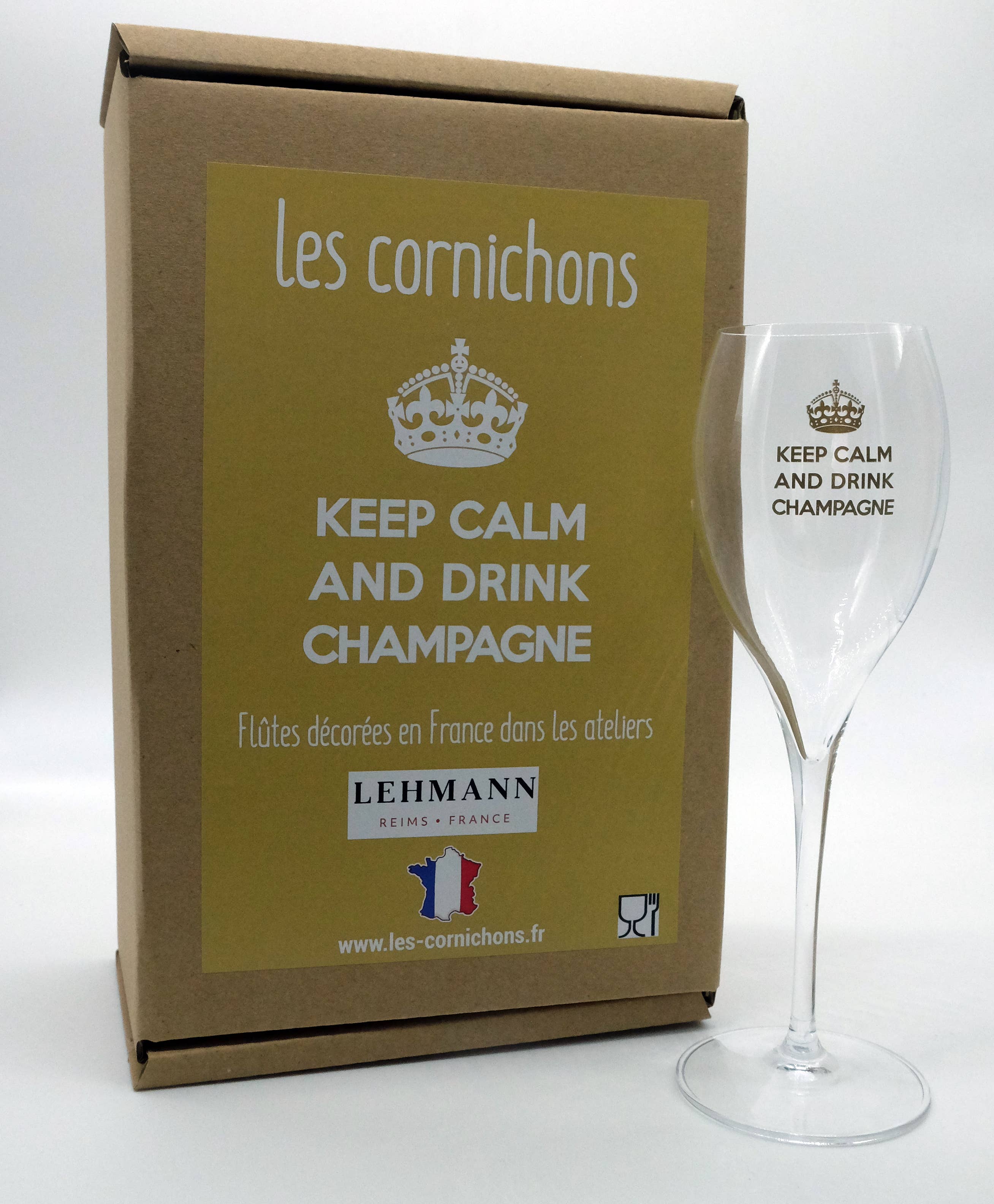 Les Cornichons - Wholesale Champagne Flute - 2 Flute Keep Calm and Drink Champagne1