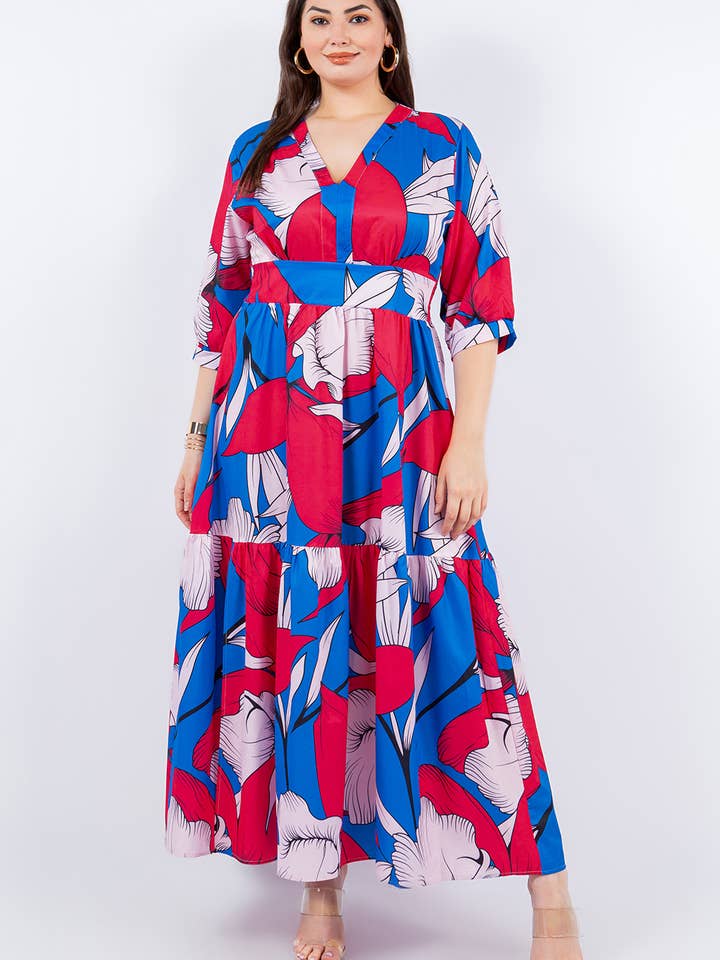 Plus size damtryckt maxiklänning för wholesale av Fashion Space